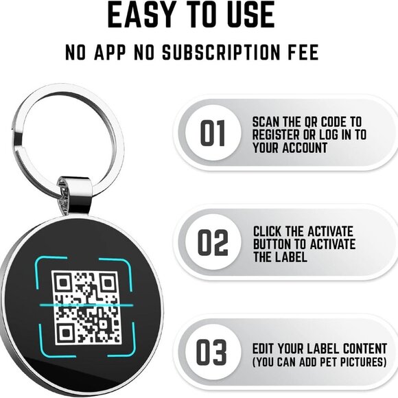 QR Dog Tags Personalized for Pets Custom Dog Tags Dog Name Tag QR Code Pet Tags - Picture 3 of 6